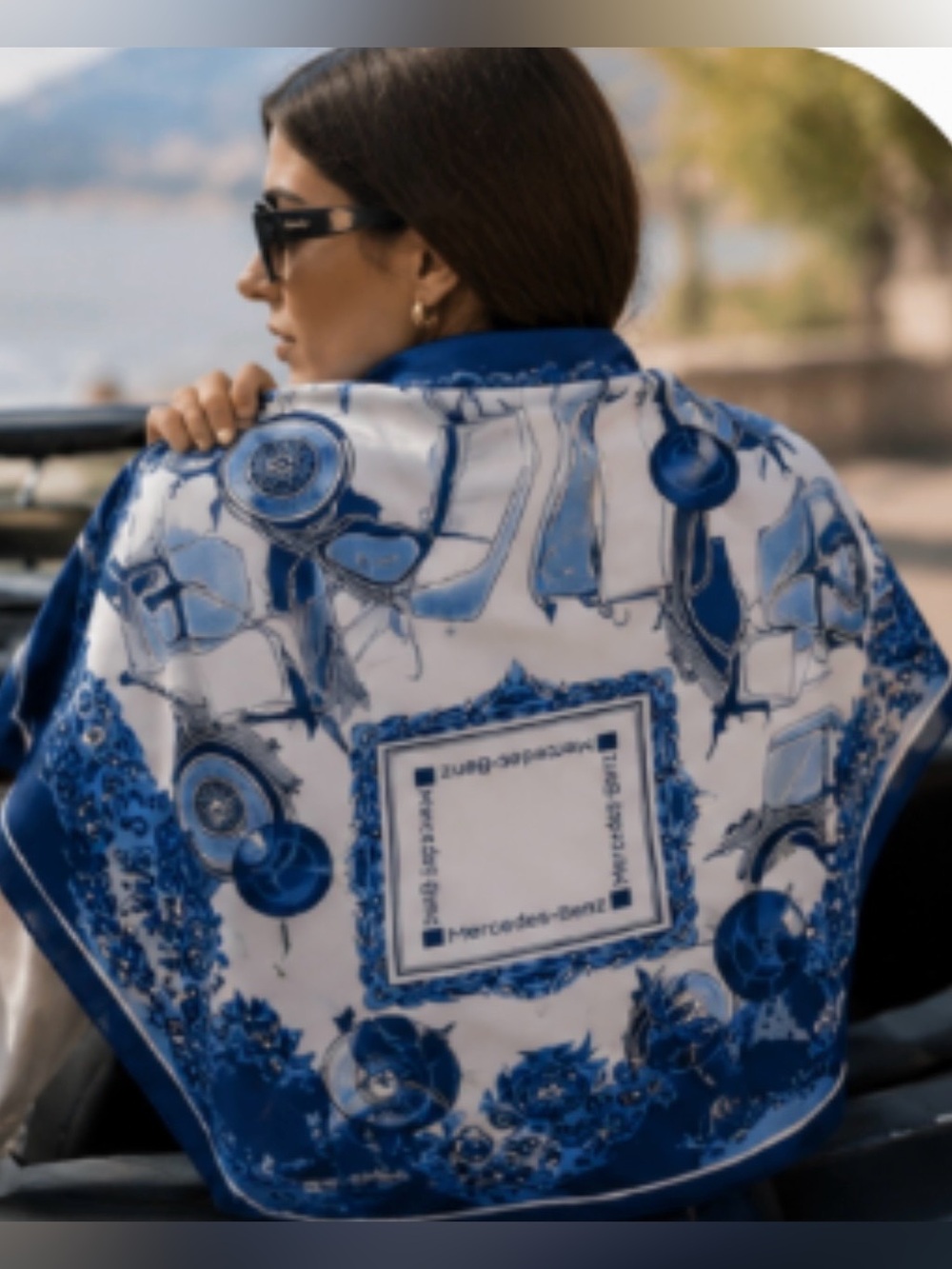 🧣 Vintage Mercedes-Benz Silk Scarf - Pristine Condition | Rare Collector's Piece